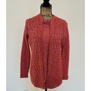 Mimi Sunshine NY Paris Rome Women Wool Metallic Salmon Cable Swater Set VTG Sz M